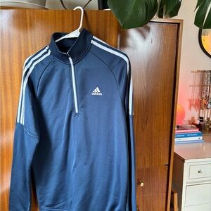 adidas Navy Blue Golf 1/4 Zip Pullover with White Logo